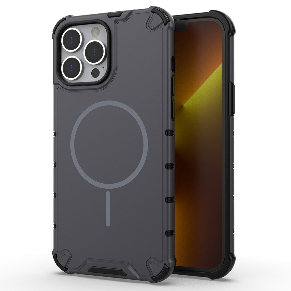 Til iPhone 14 Pro Max Magnetisk Cover Bølget Tekstur Varmeafledning Stødsikker TPU + PC Telefonbagcover