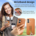CASENEO For iPhone 16 Plus Magnetic Case RFID Blocking Wallet Detachable Leather Phone Cover with Wristband