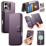 CASENEO For iPhone 16 Plus Magnetic Case RFID Blocking Wallet Detachable Leather Phone Cover with Wristband