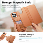 CASENEO For iPhone 15 Pro Max Magnetic Case RFID Blocking Wallet Detachable Leather Phone Cover with Wristband