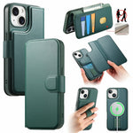 CASENEO For iPhone 15 Magnetic Case RFID Blocking Wallet Detachable Leather Phone Cover with Wristband