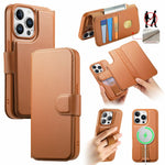 CASENEO For iPhone 14 Pro Max Magnetic Case RFID Blocking Wallet Detachable Leather Phone Cover with Wristband
