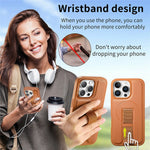 CASENEO For iPhone 14 Pro Max Magnetic Case RFID Blocking Wallet Detachable Leather Phone Cover with Wristband