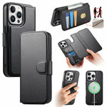 CASENEO For iPhone 14 Pro Max Magnetic Case RFID Blocking Wallet Detachable Leather Phone Cover with Wristband