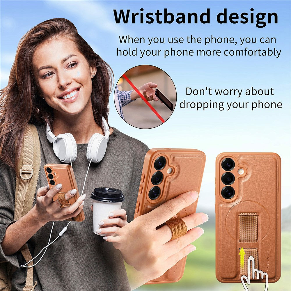 CASENEO Til Samsung Galaxy S25+ Magnetisk Etui RFID Blokerende Pung Aftageligt Læder Telefoncover med Håndrem