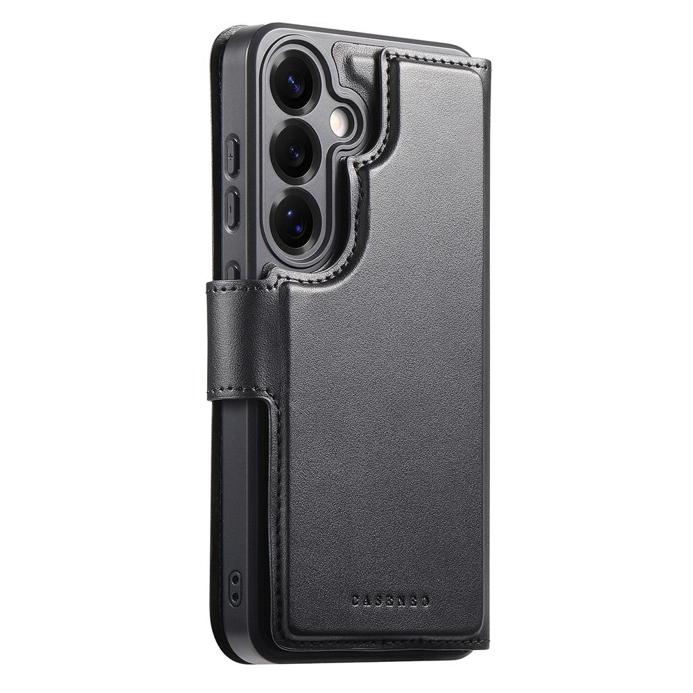 CASENEO För Samsung Galaxy S25 Magnetiskt fodral RFID-blockerande plånbok Avtagbart telefonfodral i läder med handledsrem