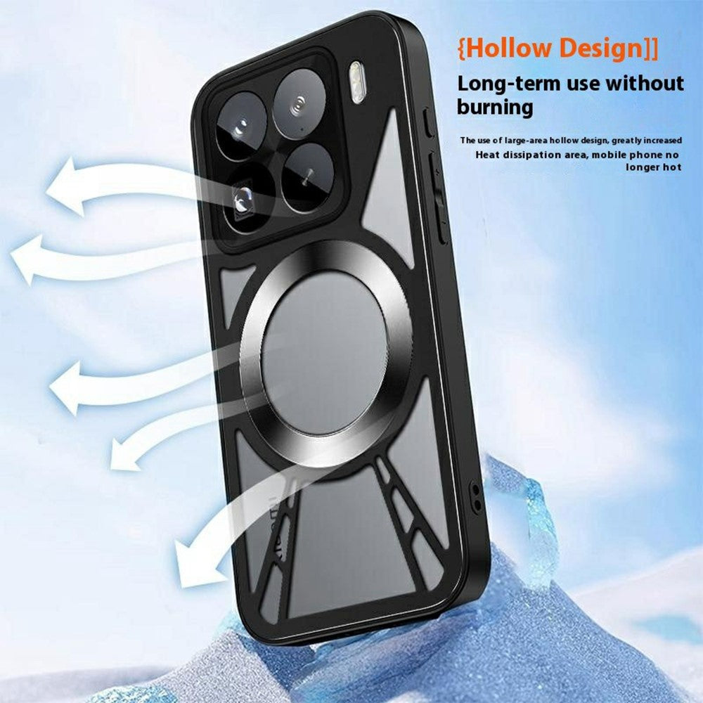For Xiaomi 15 Pro Magnetic Case Hollow Heat Dissipation PC + Silicone Phone Cover