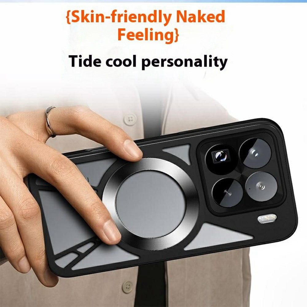 For Xiaomi 15 Pro Magnetic Case Hollow Heat Dissipation PC + Silicone Phone Cover