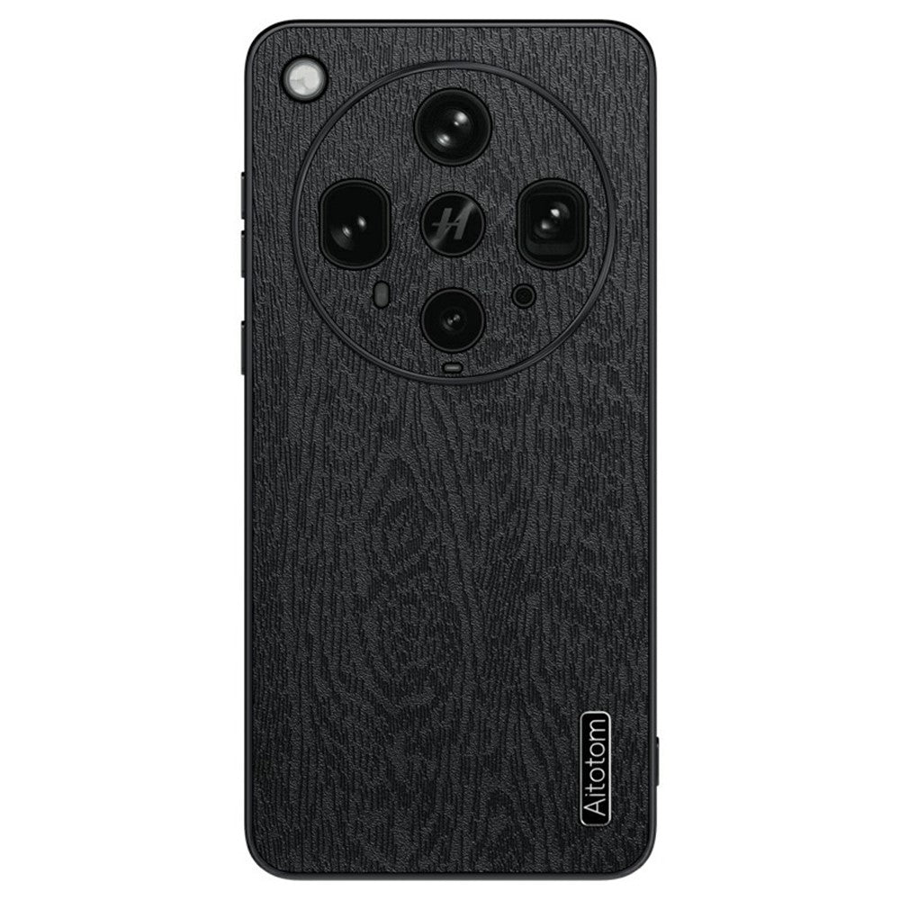 For Oppo Find X8 Ultra 5G Case Wood Texture PU Leather Coated PC TPU Phone Cover