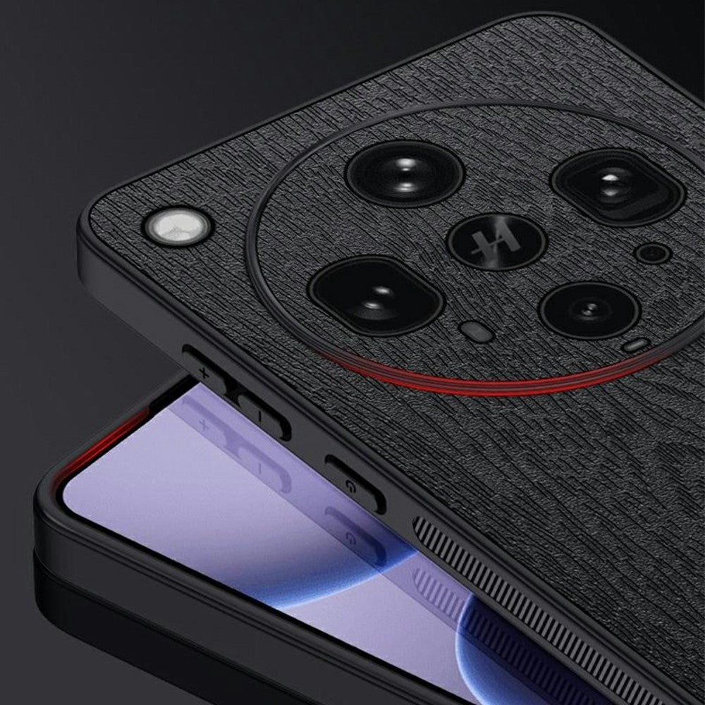 For Oppo Find X8 Ultra 5G Case Wood Texture PU Leather Coated PC TPU Phone Cover