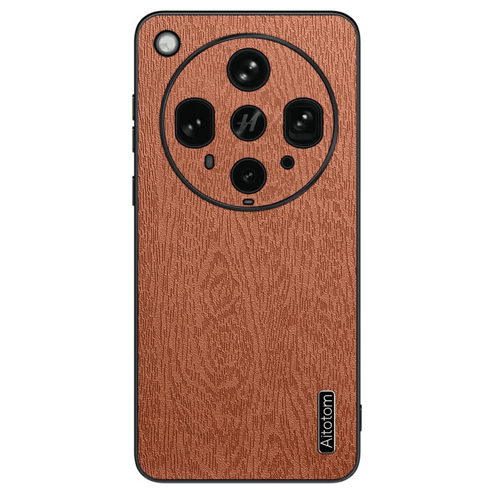For Oppo Find X8 Ultra 5G Case Wood Texture PU Leather Coated PC TPU Phone Cover