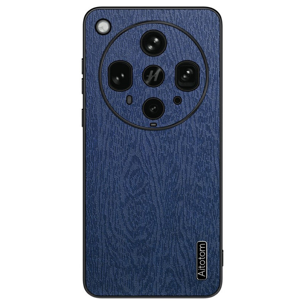 For Oppo Find X8 Ultra 5G Case Wood Texture PU Leather Coated PC TPU Phone Cover