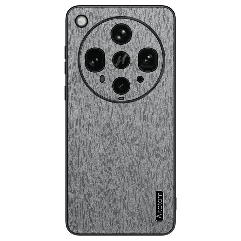 For Oppo Find X8 Ultra 5G Case Wood Texture PU Leather Coated PC TPU Phone Cover