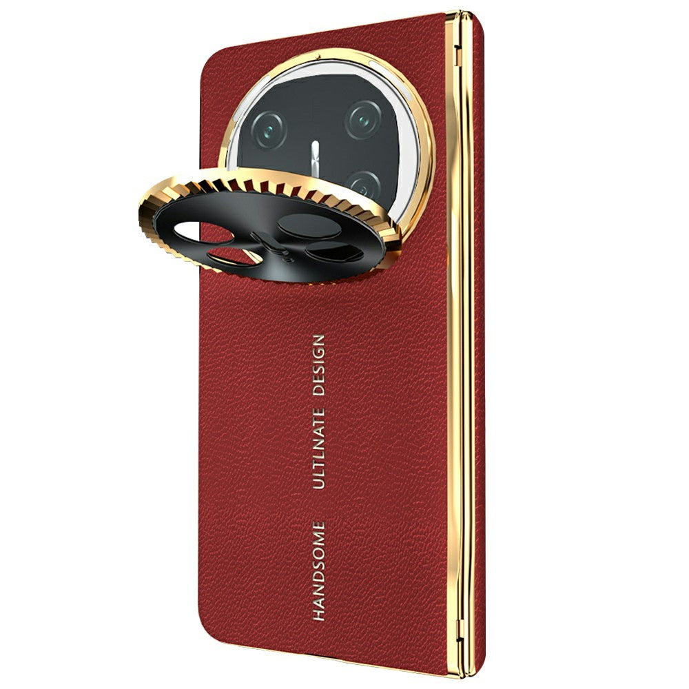 For Huawei Mate X5 Magnetic Case PU + PC Phone Cover Built In Screen Protector with Lens Kickstand