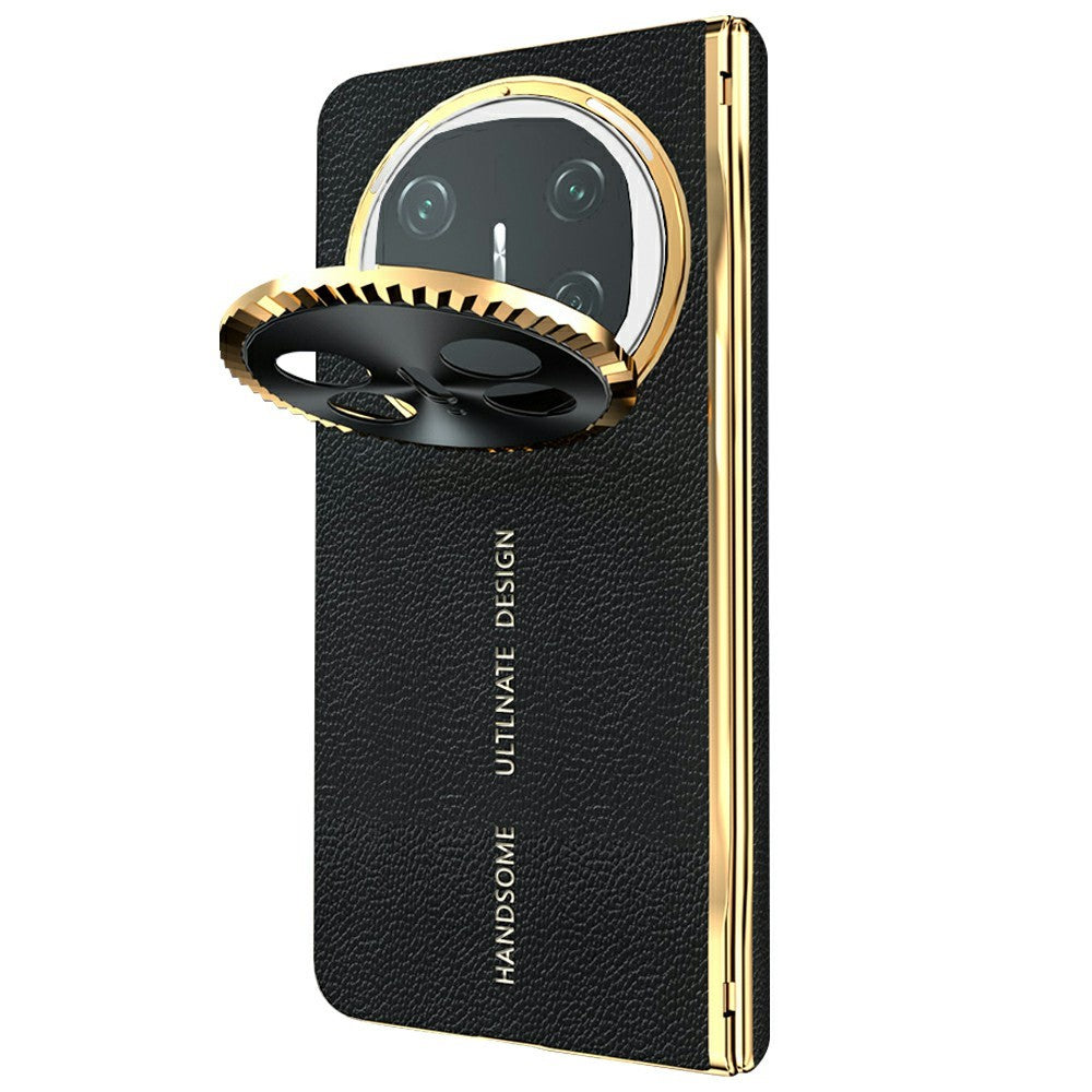 For Huawei Mate X5 Magnetic Case PU + PC Phone Cover Built In Screen Protector with Lens Kickstand