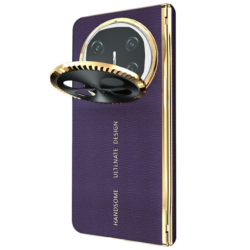 For Huawei Mate X5 Magnetic Case PU + PC Phone Cover Built In Screen Protector with Lens Kickstand