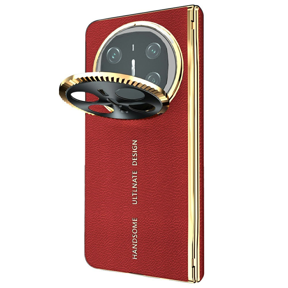 For Huawei Mate X6 Magnetic Case PU + PC Phone Cover Built In Screen Protector with Lens Kickstand