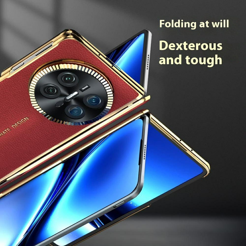 For Huawei Mate X6 Magnetic Case PU + PC Phone Cover Built In Screen Protector with Lens Kickstand