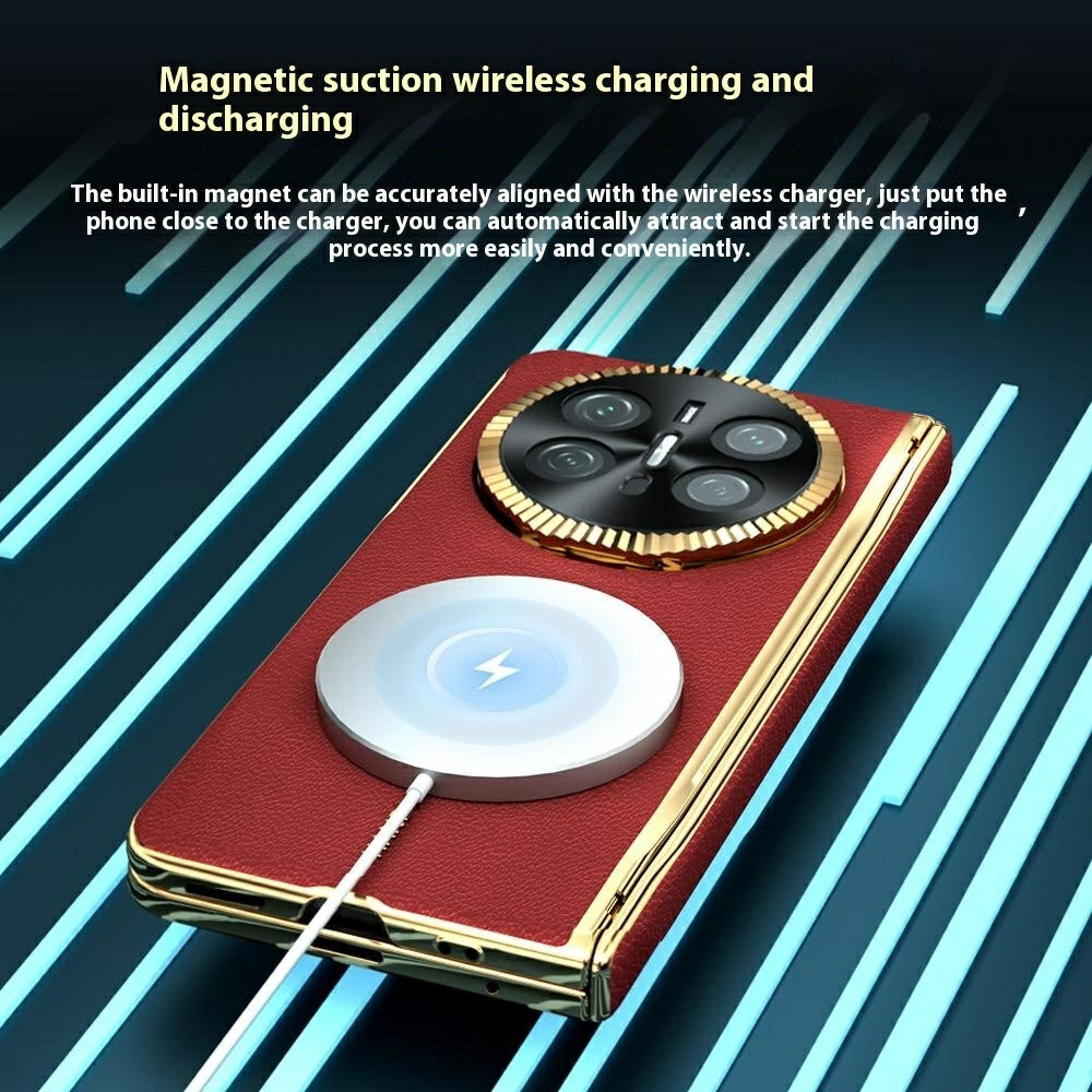 For Huawei Mate X6 Magnetic Case PU + PC Phone Cover Built In Screen Protector with Lens Kickstand