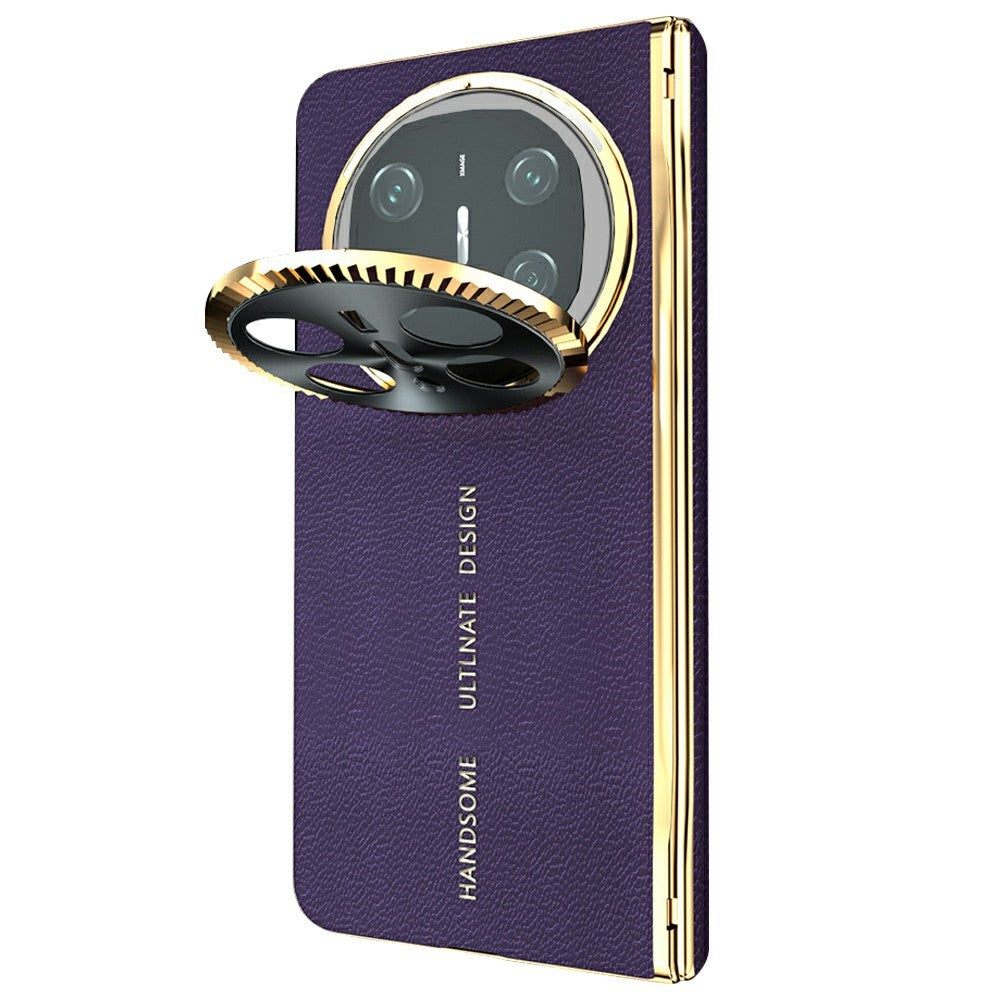 For Huawei Mate X6 Magnetic Case PU + PC Phone Cover Built In Screen Protector with Lens Kickstand