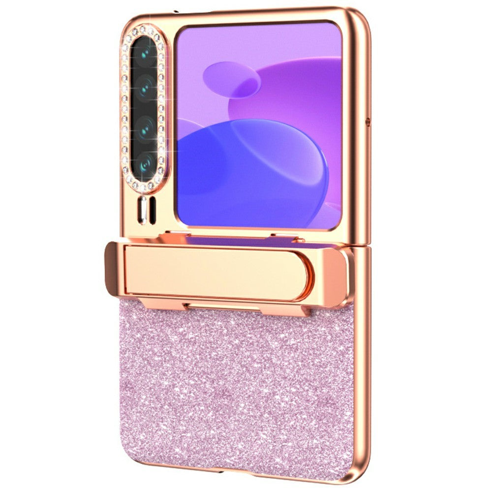 For Huawei Pura X Case with Kickstand Hinge Protection Rhinestone Glitter PC Phone Cover