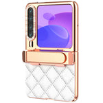 For Huawei Pura X Case with Kickstand Hinge Protection Rhombic Pattern PC + PU Phone Cover