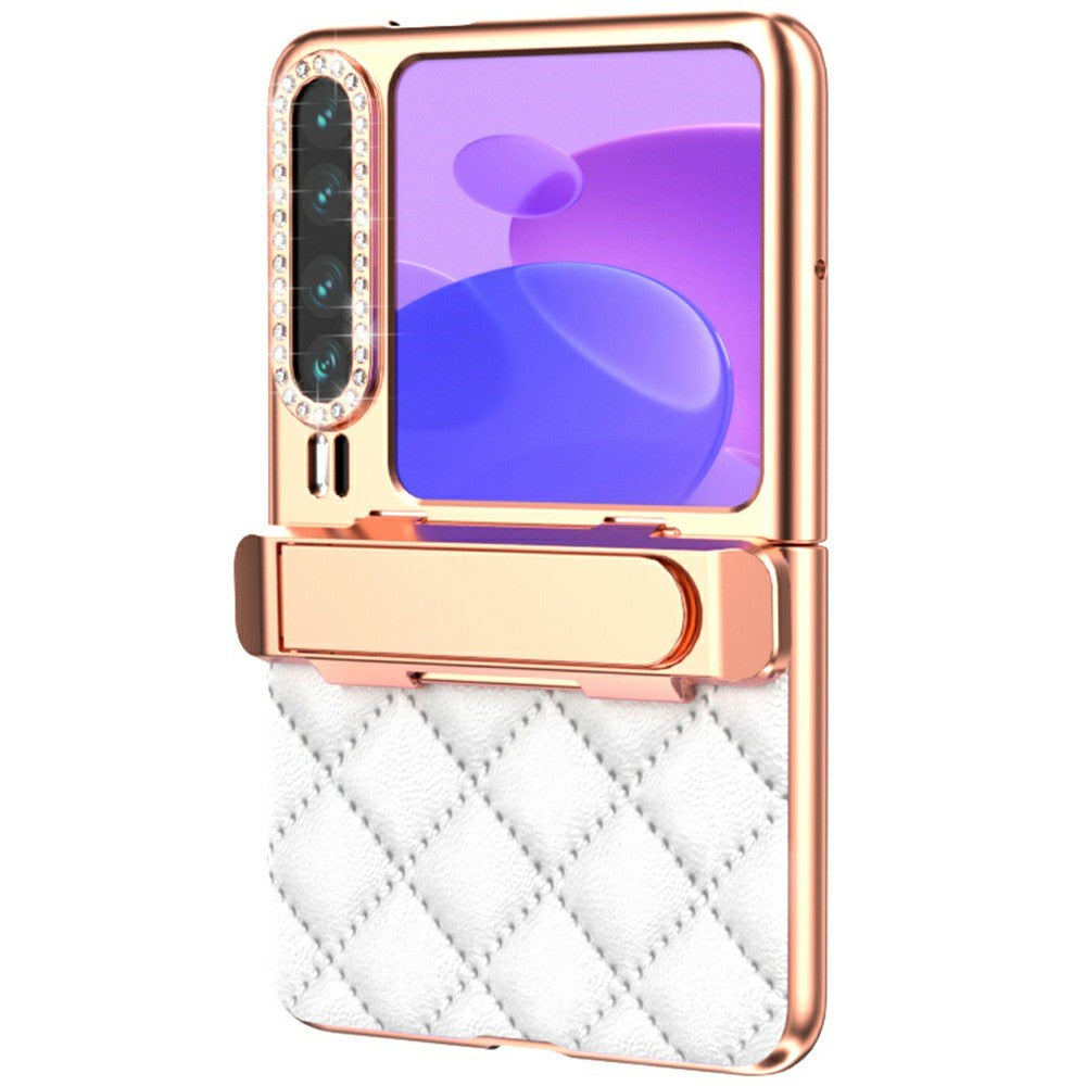 For Huawei Pura X Case with Kickstand Hinge Protection Rhombic Pattern PC + PU Phone Cover