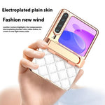 For Huawei Pura X Case with Kickstand Hinge Protection Rhombic Pattern PC + PU Phone Cover