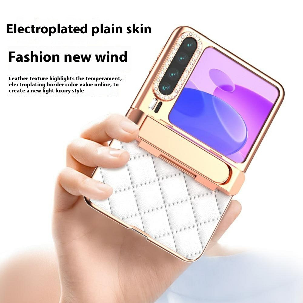 For Huawei Pura X Case with Kickstand Hinge Protection Rhombic Pattern PC + PU Phone Cover