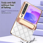 For Huawei Pura X Case with Kickstand Hinge Protection Rhombic Pattern PC + PU Phone Cover