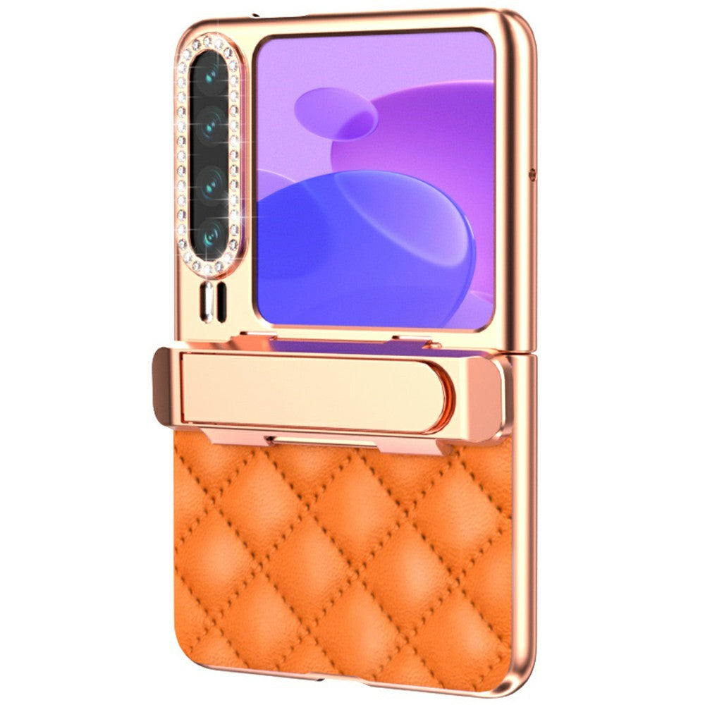 For Huawei Pura X Case with Kickstand Hinge Protection Rhombic Pattern PC + PU Phone Cover