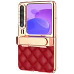 For Huawei Pura X Case with Kickstand Hinge Protection Rhombic Pattern PC + PU Phone Cover