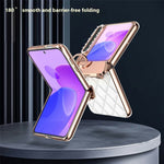 For Huawei Pura X Case with Ring Kickstand Hinge Protection Rhombic Pattern PC + PU Phone Cover