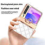 For Huawei Pura X Case with Ring Kickstand Hinge Protection Rhombic Pattern PC + PU Phone Cover