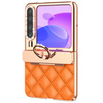 For Huawei Pura X Case with Ring Kickstand Hinge Protection Rhombic Pattern PC + PU Phone Cover
