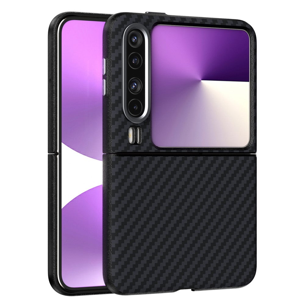ABEEL För Huawei Pura X Skal Kolfiberstruktur mobil Baksida med Metallknappar