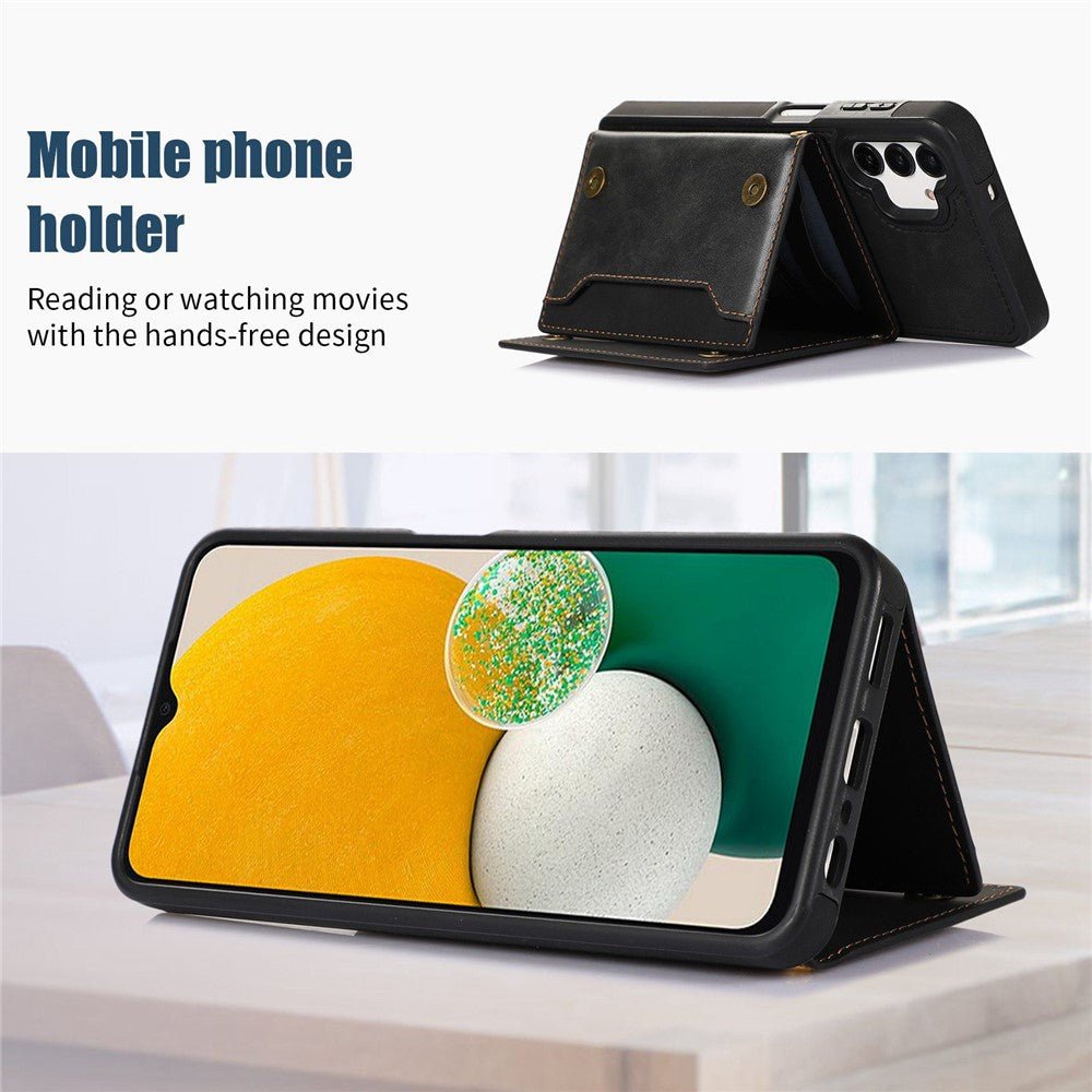Til Samsung Galaxy A13 4G / 5G Cover med rhinsten, trefoldet pung, RFID-blokerende, støttefunktion, PU-læderbelagt TPU-cover med skulderrem
