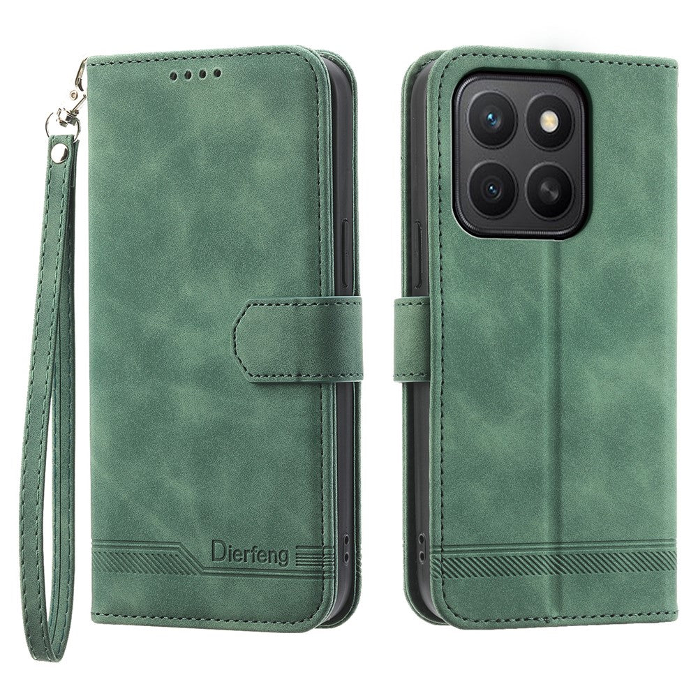 DIERFENG DF-03 For Honor X8c 4G Case Lines Imprint Wallet Leather Phone Cover