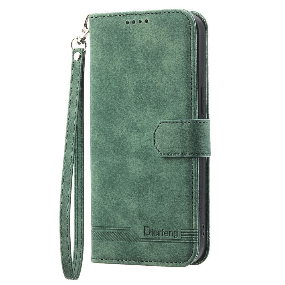 DIERFENG DF-03 For Honor X8c 4G Case Lines Imprint Wallet Leather Phone Cover