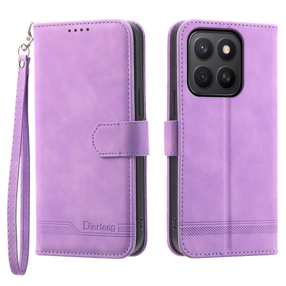 DIERFENG DF-03 For Honor X8c 4G Case Lines Imprint Wallet Leather Phone Cover