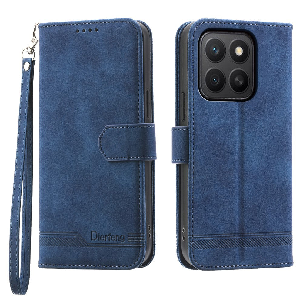 DIERFENG DF-03 For Honor X8c 4G Case Lines Imprint Wallet Leather Phone Cover