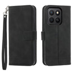 DIERFENG DF-03 For Honor X8c 4G Case Lines Imprint Wallet Leather Phone Cover