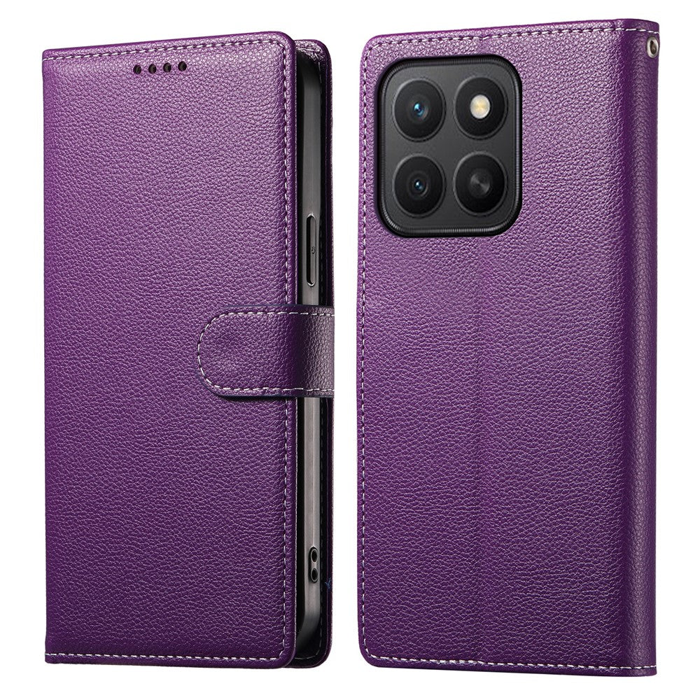 For Honor X8c 4G Stand Case Litchi Texture Leather Wallet Phone Cover Magnetic Snap