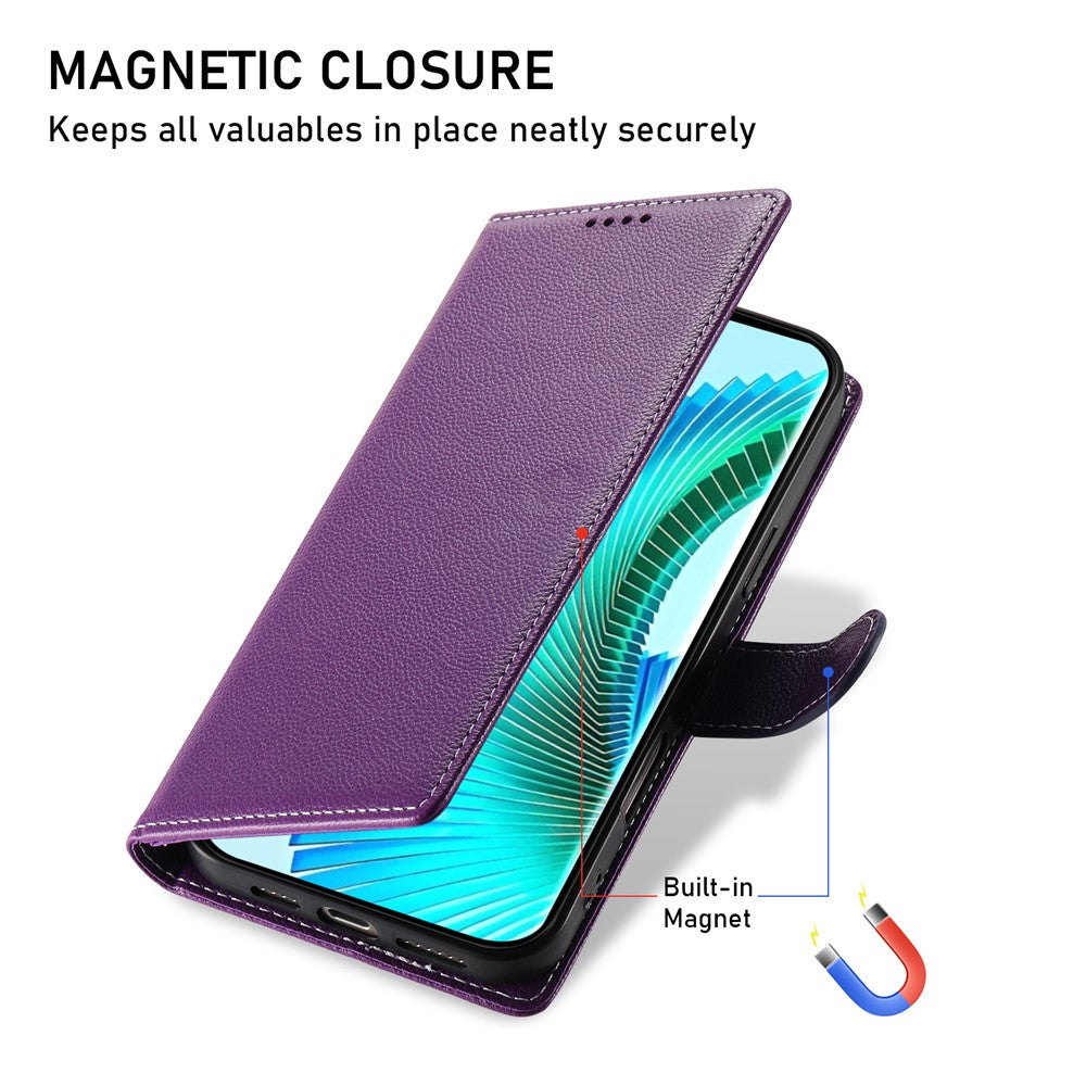 For Honor X8c 4G Stand Case Litchi Texture Leather Wallet Phone Cover Magnetic Snap