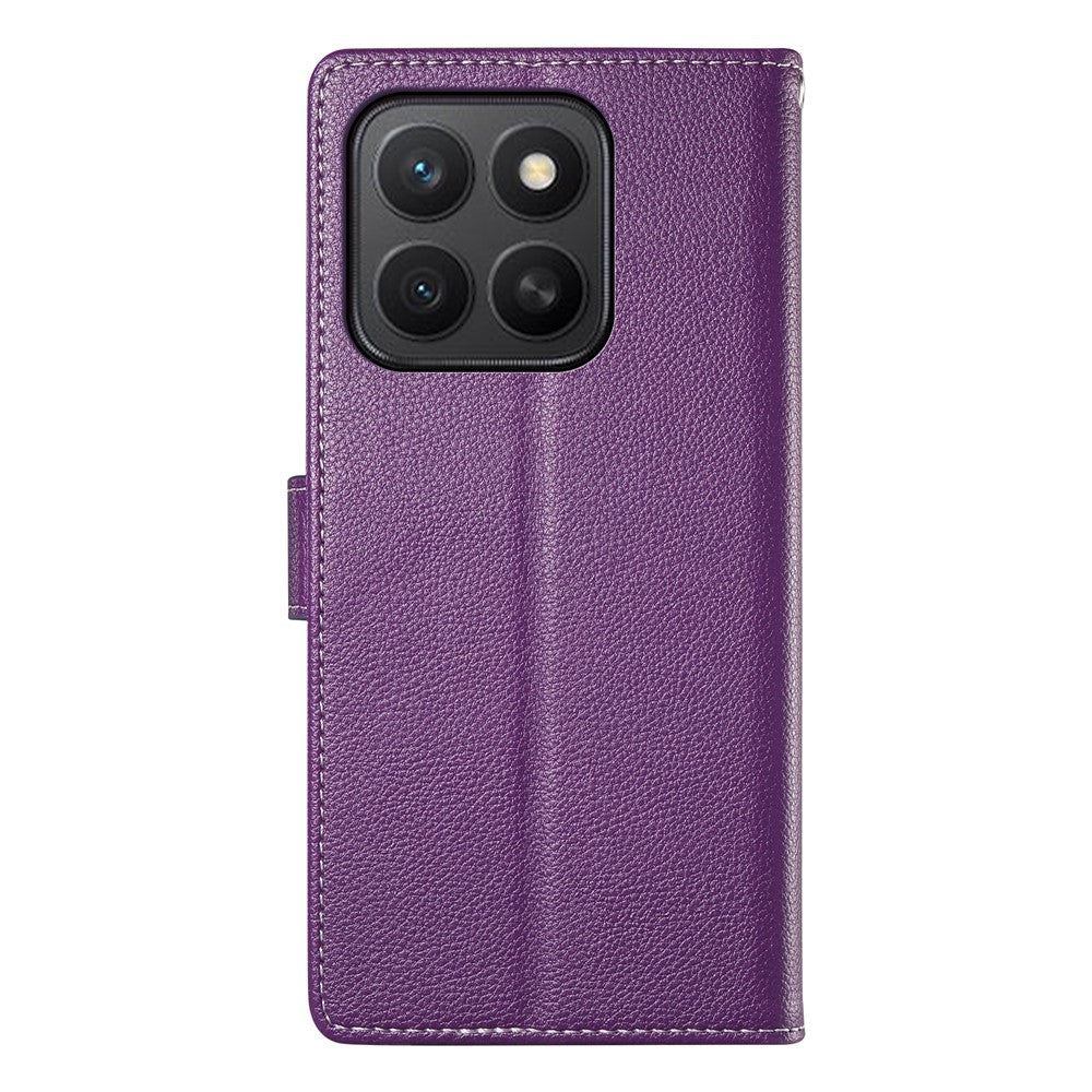 For Honor X8c 4G Stand Case Litchi Texture Leather Wallet Phone Cover Magnetic Snap