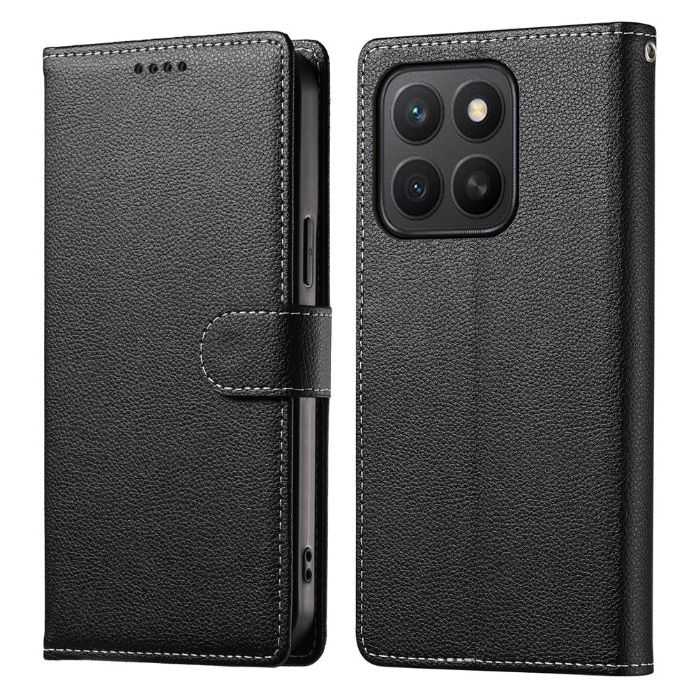 For Honor X8c 4G Stand Case Litchi Texture Leather Wallet Phone Cover Magnetic Snap