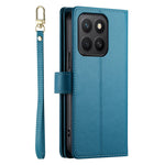 DF-011 For Honor X8c 4G Case Zipper Pocket Wallet Leather Phone Cover with Straps