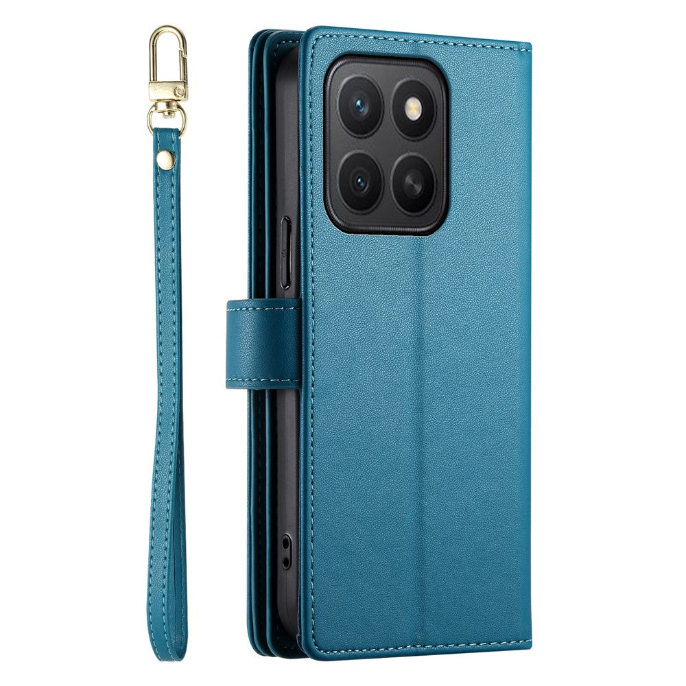 DF-011 For Honor X8c 4G Case Zipper Pocket Wallet Leather Phone Cover with Straps