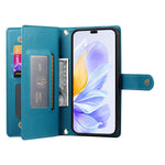 DF-011 For Honor X8c 4G Case Zipper Pocket Wallet Leather Phone Cover with Straps
