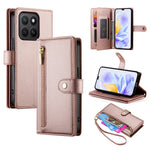 DF-011 For Honor X8c 4G Case Zipper Pocket Wallet Leather Phone Cover with Straps